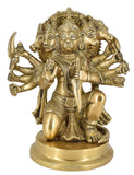 White Whale Large Unique Five Face Panchmukhi Hanuman Brass Statue Religious Strength God Sculpture Idol