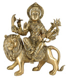 White Whale Brass Maa Durga/Ma Sherwali Idol Sitting On Lion Murti Religious Strength God Sculpture Idol