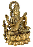 Whitewhale Maa Saraswati Brass Statue Religious Goddess Sculpture Idol