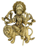 White Whale Brass Maa Durga/Ma Sherwali Idol Sitting On Lion Murti Religious Strength God Sculpture Idol