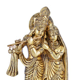 White Whale Radha Krishna Statue Hindu Gods Sculpture Brass