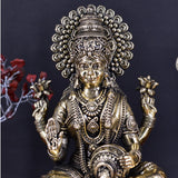 White Whale Superfine Brass Lakshmi Idol Hindu Laxmi Goddess Statue Home Office Showpiece Decor
