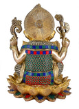 White Whale Brass Lord Mangalkari Ganesha Sitting On Lotus Bhagwan Idol Ganesha Statue Ganpati Murti Home Decor