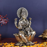 White Whale Superfine Brass Lakshmi Idol Hindu Laxmi Goddess Statue Home Office Showpiece Decor