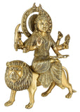 White Whale Brass Maa Durga/Ma Sherwali Idol Sitting On Lion Murti Religious Strength God Sculpture Idol