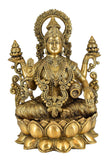 White Whale Hindu Goddess Maa Laxmi Idol Brass Statue Standing in Loltus Lakshmi for Temple Puja Home Decor Murti Office Gift Item Showpiece