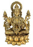 White Whale Hindu Goddess Maa Laxmi Idol Brass Statue Standing in Loltus Lakshmi for Temple Puja Home Decor Murti Office Gift Item Showpiece