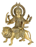 White Whale Brass Maa Durga/Ma Sherwali Idol Sitting On Lion Murti Religious Strength God Sculpture Idol