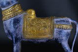 White Whale Brass Mighty Shivanandi Bull with Bells in Matte Black and Royal Gold Finish