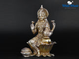 White Whale Brass Lakshmi Idol Hindu Laxmi Goddess Statue Home Office Showpiece Decor
