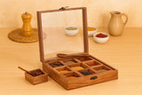 Whitewhale  Handmade Wooden Spice box with Clear Hinged Lid Tea Masala Chest