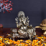 White Whale Superfine Lord Ganesha Brass Statue Hindu Religious Sitting Lord Ganesha  Sculpture Figurine Ideal for Gift & Home Decor
