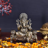 White Whale Superfine Lord Ganesha Brass Statue Hindu Religious Sitting Lord Ganesha  Sculpture Figurine Ideal for Gift & Home Decor
