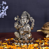 White Whale Superfine Lord Ganesha Brass Statue Hindu Religious Sitting Lord Ganesha  Sculpture Figurine Ideal for Gift & Home Decor