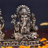 White Whale Superfine Brass Laxmi Ganesh Set Idol Showpiece - Brass Gold Finish Lakshmi Ganesha Idols Statue for Diwali Gifts Puja Home Decor Figurine