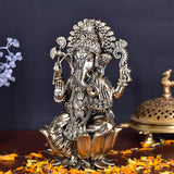 White Whale Superfine Lord Ganesha Brass Statue Hindu Religious Sitting Lord Ganesha  Sculpture Figurine Ideal for Gift & Home Decor