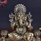 White Whale Superfine Lord Ganesha Brass Statue Hindu Religious Sitting Lord Ganesha  Sculpture Figurine Ideal for Gift & Home Decor