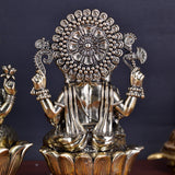 White Whale Superfinr Brass Laxmi Ganesh Set Idol Showpiece - Brass Gold Finish Lakshmi Ganesha Idols Statue for Diwali Gifts Puja Home Decor Figurine