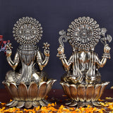 White Whale Superfinr Brass Laxmi Ganesh Set Idol Showpiece - Brass Gold Finish Lakshmi Ganesha Idols Statue for Diwali Gifts Puja Home Decor Figurine