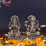 White Whale Superfine Brass Laxmi Ganesh Set Idol Showpiece - Brass Gold Finish Lakshmi Ganesha Idols Statue for Diwali Gifts Puja Home Decor Figurine