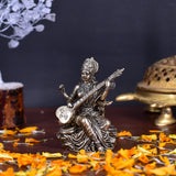 White Whale Superfine Antique Maa Saraswati Brass Statue Religious Goddess Sculpture Idol Home Décor