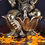 White Whale Superfinr Brass Laxmi Ganesh Set Idol Showpiece - Brass Gold Finish Lakshmi Ganesha Idols Statue for Diwali Gifts Puja Home Decor Figurine