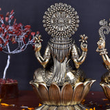 White Whale Superfinr Brass Laxmi Ganesh Set Idol Showpiece - Brass Gold Finish Lakshmi Ganesha Idols Statue for Diwali Gifts Puja Home Decor Figurine