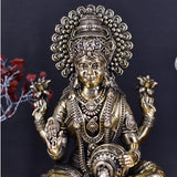 White Whale Superfinr Brass Laxmi Ganesh Set Idol Showpiece - Brass Gold Finish Lakshmi Ganesha Idols Statue for Diwali Gifts Puja Home Decor Figurine
