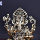 White Whale Superfine Lord Ganesha Brass Statue Hindu Religious Sitting Lord Ganesha  Sculpture Figurine Ideal for Gift & Home Decor