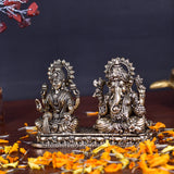 White Whale Superfine Brass Laxmi Ganesh Set Idol Showpiece - Brass Gold Finish Lakshmi Ganesha Idols Statue for Diwali Gifts Puja Home Decor Figurine