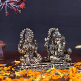 White Whale Superfine Brass Laxmi Ganesh Set Idol Showpiece - Brass Gold Finish Lakshmi Ganesha Idols Statue for Diwali Gifts Puja Home Decor Figurine