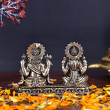 White Whale Superfine Brass Laxmi Ganesh Set Idol Showpiece - Brass Gold Finish Lakshmi Ganesha Idols Statue for Diwali Gifts Puja Home Decor Figurine