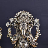 White Whale Superfinr Brass Laxmi Ganesh Set Idol Showpiece - Brass Gold Finish Lakshmi Ganesha Idols Statue for Diwali Gifts Puja Home Decor Figurine
