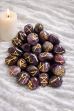 White Whale Rune Stones Tumbled Engraved Lettering Crystal Set Healing Chakra Reiki