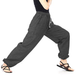 Whitewhale Women Cotton Elastic Waist Drawstring Summer Casual Baggy Hippie Yoga Pants