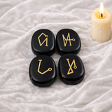 White Whale 4 pcs Engraved Angel Symbol Palm Stones Reiki Balancing
