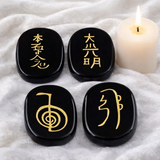 White Whale  4 pcs Engraved Chakra Stones Palm Stone Reiki Balancing