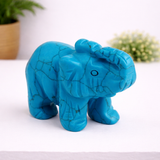 Whitewhale Healing Crystal Guardian Blue Howlite Turquoise Elephant Pocket Stone Figurines Carved Gemstone