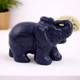 Whitewhale Healing Crystal Guardian Blue Sand Stone Elephant Pocket Stone Figurines Carved Gemstone