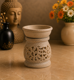 White Whale Carved Essential Oil Diffuser with Tea Light Holder for Aromatherapy -Artisan Handcarved Soapstone