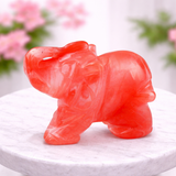 Whitewhale Healing Crystal Guardian Cherry Quartz Elephant Pocket Stone Figurines Carved Gemstone