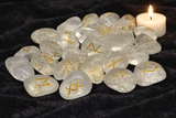 White Whale Rune Stones Tumbled Engraved Lettering Crystal Set Healing Chakra Reiki
