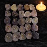 White Whale Rune Stones Tumbled Engraved Lettering Crystal Set Healing Chakra Reiki