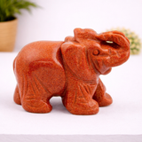 Whitewhale Healing Crystal Guardian Gold Sand Stone Elephant Pocket Stone Figurines Carved Gemstone