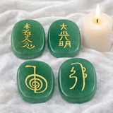 White Whale  4 pcs Engraved Chakra Stones Palm Stone Reiki Balancing