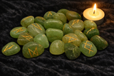 White Whale Rune Stones Tumbled Engraved Lettering Crystal Set Healing Chakra Reiki