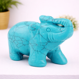 Whitewhale Healing Crystal Guardian Green Howlite Turquoise Elephant Pocket Stone Figurines Carved Gemstone