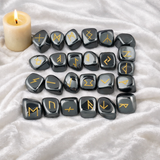 White Whale Rune Stones Tumbled Engraved Lettering Crystal Set Healing Chakra Reiki
