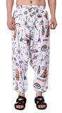 Whitewhale Mens Cotton Printed Harem Pants Pockets Yoga Trousers Hippie