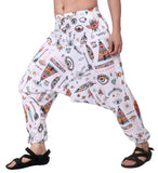 Whitewhale Mens Cotton Printed Harem Pants Pockets Yoga Trousers Hippie